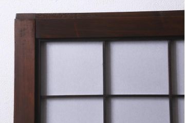 アンティーク建具　昭和中期　裏障子付き　上質な和の空間を演出する格子戸2枚セット(引き戸、建具)(R-041151)