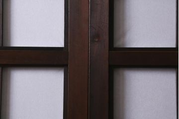 アンティーク建具　昭和中期　裏障子付き　上質な和の空間を演出する格子戸2枚セット(引き戸、建具)(R-041151)