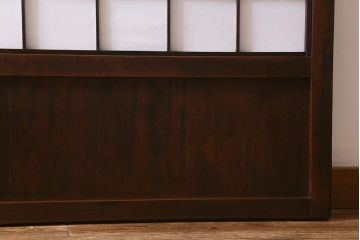 アンティーク建具　昭和中期　裏障子付き　上質な和の空間を演出する格子戸2枚セット(引き戸、建具)(R-041151)