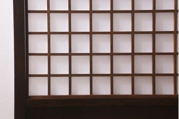 中古　松本民芸家具　和の風情が漂う障子付き衝立(つい立て、パーテーション)(R-041152)
