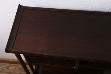 中古　国産　指物家具　三代孝幸作　紫檀(シタン)　漆塗り　職人こだわりの上質な飾り棚(茶棚、収納棚、違い棚)(R-041153)