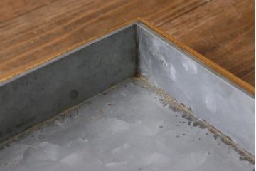 アンティーク雑貨　昭和レトロ　駄菓子屋　ブリキ　レトロな木製ショーケース(コレクションケース、ガラスケース、小物入れ、収納箱)(R-041157)