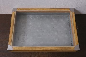 アンティーク雑貨　昭和レトロ　駄菓子屋　ブリキ　レトロな木製ショーケース(コレクションケース、ガラスケース、小物入れ、収納箱)(R-041157)