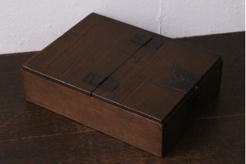 アンティーク雑貨　古民具・骨董　明治大正期　味わい深い小物収納箱(木箱、小箱、時代箱)(R-041158)