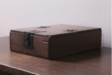 アンティーク雑貨　古民具・骨董　明治大正期　味わい深い小物収納箱(木箱、小箱、時代箱)(R-041158)