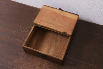 アンティーク雑貨　古民具・骨董　明治大正期　味わい深い小物収納箱(木箱、小箱、時代箱)(R-041158)