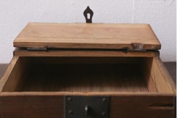 アンティーク雑貨　古民具・骨董　明治大正期　味わい深い小物収納箱(木箱、小箱、時代箱)(R-041158)