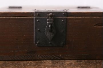 アンティーク雑貨　古民具・骨董　明治大正期　味わい深い小物収納箱(木箱、小箱、時代箱)(R-041158)