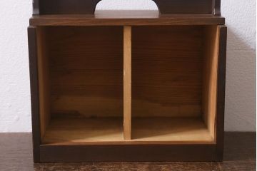 アンティーク雑貨　古道具　大正期　小ぶりな木製のおかもち(岡持ち、木製出前箱、皿箱、収納箱)(R-041159)