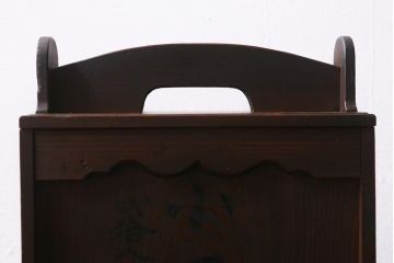 アンティーク雑貨　古道具　大正期　小ぶりな木製のおかもち(岡持ち、木製出前箱、皿箱、収納箱)(R-041159)