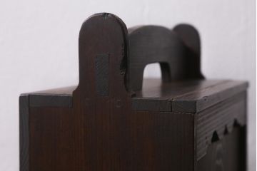 アンティーク雑貨　古道具　大正期　小ぶりな木製のおかもち(岡持ち、木製出前箱、皿箱、収納箱)(R-041159)