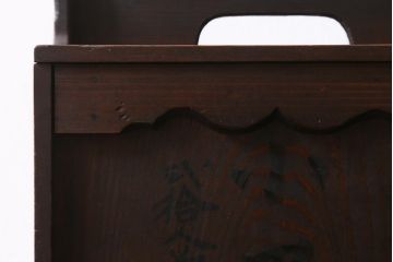 アンティーク雑貨　古道具　大正期　小ぶりな木製のおかもち(岡持ち、木製出前箱、皿箱、収納箱)(R-041159)