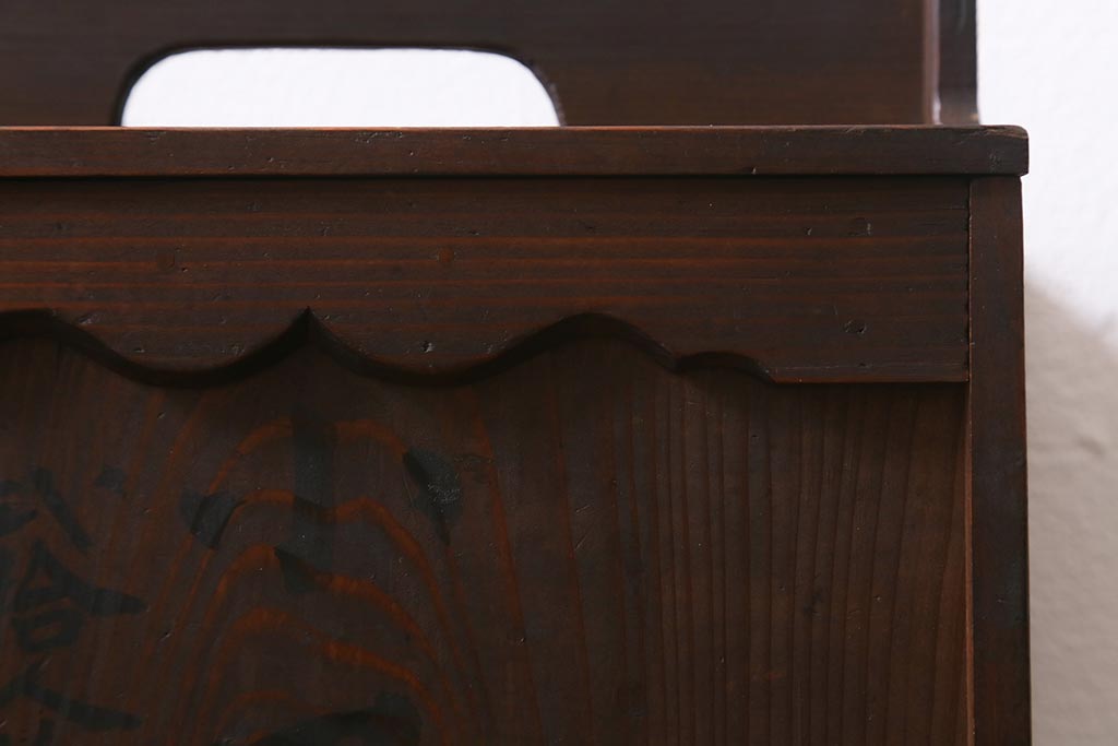 おひつ●お祝い膳赤飯アンティーク雑貨　古道具　大正期　小ぶりな木製のおかもち型 おひつ○お祝い膳赤飯アンティーク雑貨 古道具 大正期 小ぶりな