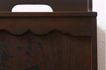 アンティーク雑貨　古道具　大正期　小ぶりな木製のおかもち(岡持ち、木製出前箱、皿箱、収納箱)(R-041159)
