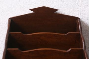 アンティーク雑貨　和製アンティーク　大正昭和初期　郵便物がすっきり収納できる木製レターラック(レターケース、状差し、ホルダー、卓上収納)(R-041160)