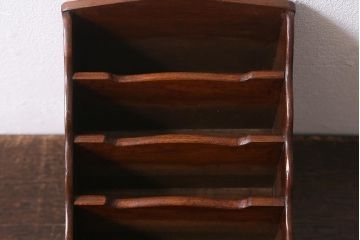 アンティーク雑貨　和製アンティーク　大正昭和初期　郵便物がすっきり収納できる木製レターラック(レターケース、状差し、ホルダー、卓上収納)(R-041160)