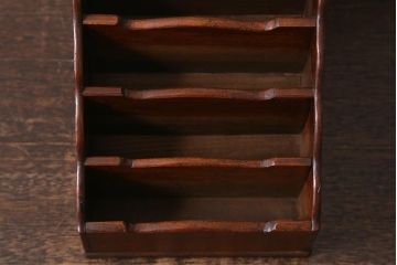 アンティーク雑貨　和製アンティーク　大正昭和初期　郵便物がすっきり収納できる木製レターラック(レターケース、状差し、ホルダー、卓上収納)(R-041160)