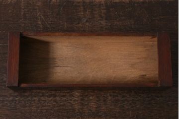 アンティーク雑貨　大正期　総ケヤキ材　くっきりとした木目が目を引く小物収納箱(文箱、木箱)(R-041161)