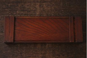 アンティーク雑貨　大正期　総ケヤキ材　くっきりとした木目が目を引く小物収納箱(文箱、木箱)(R-041161)