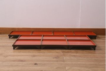 アンティーク雑貨　明治大正　廣瀬作　輪島塗木製蒔絵膳10枚(共箱、漆器)(R-041163)