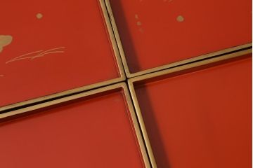 アンティーク雑貨　明治大正　廣瀬作　輪島塗木製蒔絵膳10枚(共箱、漆器)(R-041163)