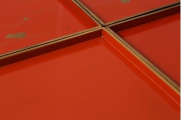 アンティーク雑貨　明治大正　廣瀬作　輪島塗木製蒔絵膳10枚(共箱、漆器)(R-041163)