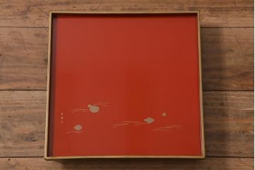 アンティーク雑貨　明治大正　廣瀬作　輪島塗木製蒔絵膳10枚(共箱、漆器)(R-041163)