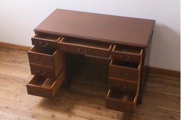 中古　DREXEL HERITAGE (ドレクセルヘリテイジ)　マホガニー材　洗練された大人の雰囲気醸し出す両袖デスク(机、在宅ワーク、在宅用ワークデスク)(R-041164)