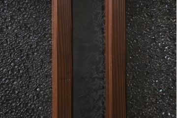 アンティーク建具　昭和中期　結霜・ダイヤガラス入り　裏障子付き　レトロモダンな雰囲気が魅力の格子戸2枚セット(引き戸、ガラス帯戸)(R-041165)