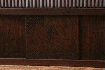 アンティーク建具　昭和中期　結霜・ダイヤガラス入り　裏障子付き　レトロモダンな雰囲気が魅力の格子戸2枚セット(引き戸、ガラス帯戸)(R-041165)
