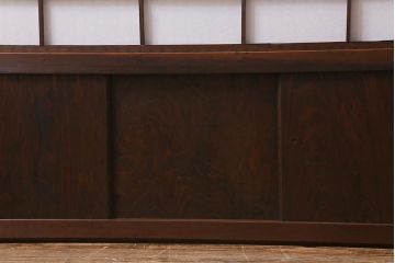 アンティーク建具　昭和中期　結霜・ダイヤガラス入り　裏障子付き　レトロモダンな雰囲気が魅力の格子戸2枚セット(引き戸、ガラス帯戸)(R-041165)