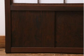 アンティーク建具　昭和中期　結霜・ダイヤガラス入り　裏障子付き　レトロモダンな雰囲気が魅力の格子戸2枚セット(引き戸、ガラス帯戸)(R-041165)