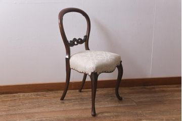 アンティーク家具　フランスアンティーク　マホガニー材　優雅な佇まいが魅力のバルーンバックチェア(椅子、ダイニングチェア)(R-041174)
