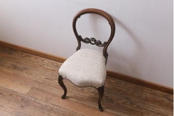 アンティーク家具　フランスアンティーク　マホガニー材　優雅な佇まいが魅力のバルーンバックチェア(椅子、ダイニングチェア)(R-041174)