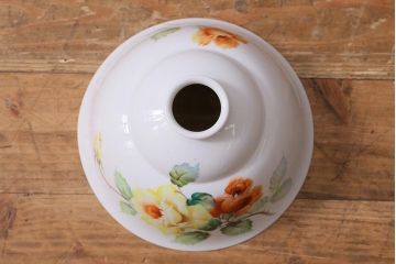 アンティーク家具　オールドノリタケ・則武(日陶)　ローズ(薔薇)　鮮やかな絵柄が目を引く電笠(天井照明、シェード)(R-041178)
