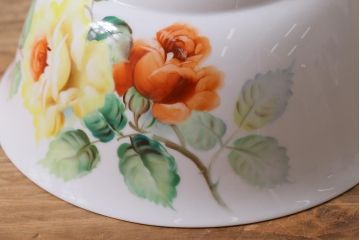 アンティーク家具　オールドノリタケ・則武(日陶)　ローズ(薔薇)　鮮やかな絵柄が目を引く電笠(天井照明、シェード)(R-041178)