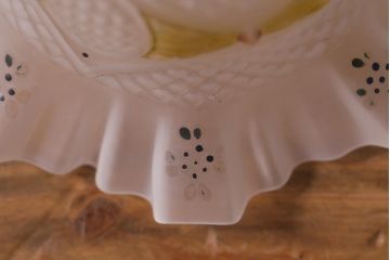 ヴィンテージ照明　イギリスビンテージ　エンボスがおしゃれなフリルシェードのペンダントライト(天井照明、シェード、吊り下げ照明)(R-04182)