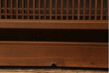 アンティーク建具　和製アンティーク　昭和後期　井桁枠に繊細な格子が映える上品な欄間(明かり取り、明り取り、建具)(R-041196)