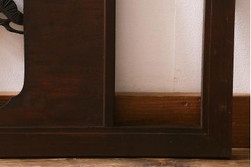 アンティーク建具　和製アンティーク　昭和中期　松に鷹　迫力ある彫りが見事な彫刻欄間(明かり取り、明り取り、建具)(R-041198)