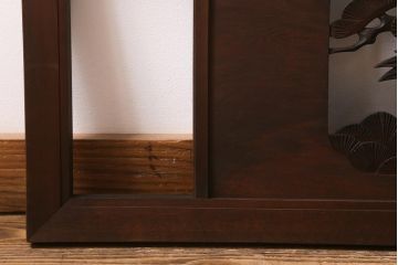 アンティーク建具　和製アンティーク　昭和中期　松に鷹　迫力ある彫りが見事な彫刻欄間(明かり取り、明り取り、建具)(R-041199)