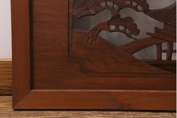 アンティーク建具　和製アンティーク　昭和中期　近江八景の図が見事な欄間(明かり取り、明り取り)(R-041204)