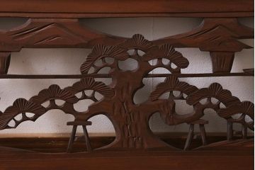 アンティーク建具　和製アンティーク　昭和中期　近江八景の図が見事な欄間(明かり取り、明り取り)(R-041204)