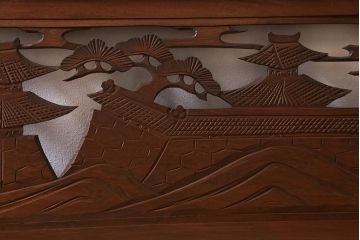 アンティーク建具　和製アンティーク　昭和中期　近江八景の図が見事な欄間(明かり取り、明り取り)(R-041204)