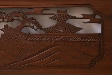 アンティーク建具　和製アンティーク　昭和中期　近江八景の図が見事な欄間(明かり取り、明り取り)(R-041204)