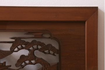 アンティーク建具　和製アンティーク　昭和中期　近江八景の図が見事な欄間(明かり取り、明り取り)(R-041204)