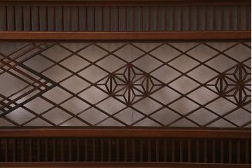 レトロ建具　三重菱　麻の葉　組子がおしゃれな和モダンな欄間(明かり取り、明り取り)(R-041209)