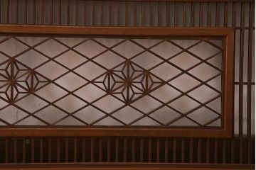 レトロ建具　三重菱　麻の葉　組子がおしゃれな和モダンな欄間(明かり取り、明り取り)(R-041209)