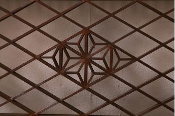 レトロ建具　三重菱　麻の葉　組子がおしゃれな和モダンな欄間(明かり取り、明り取り)(R-041209)