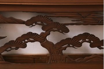 ヴィンテージ建具　昭和中期　近江八景　和の雰囲気高まる欄間(明かり取り、明り取り、組子、ビンテージ)(R-041211)