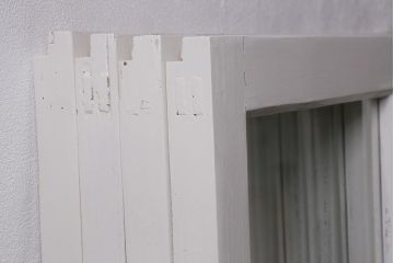 アンティーク建具　昭和中期　すりガラス入り　ホワイトペイントが爽やかなガラス戸4枚セット(引き戸、窓)(R-041213)